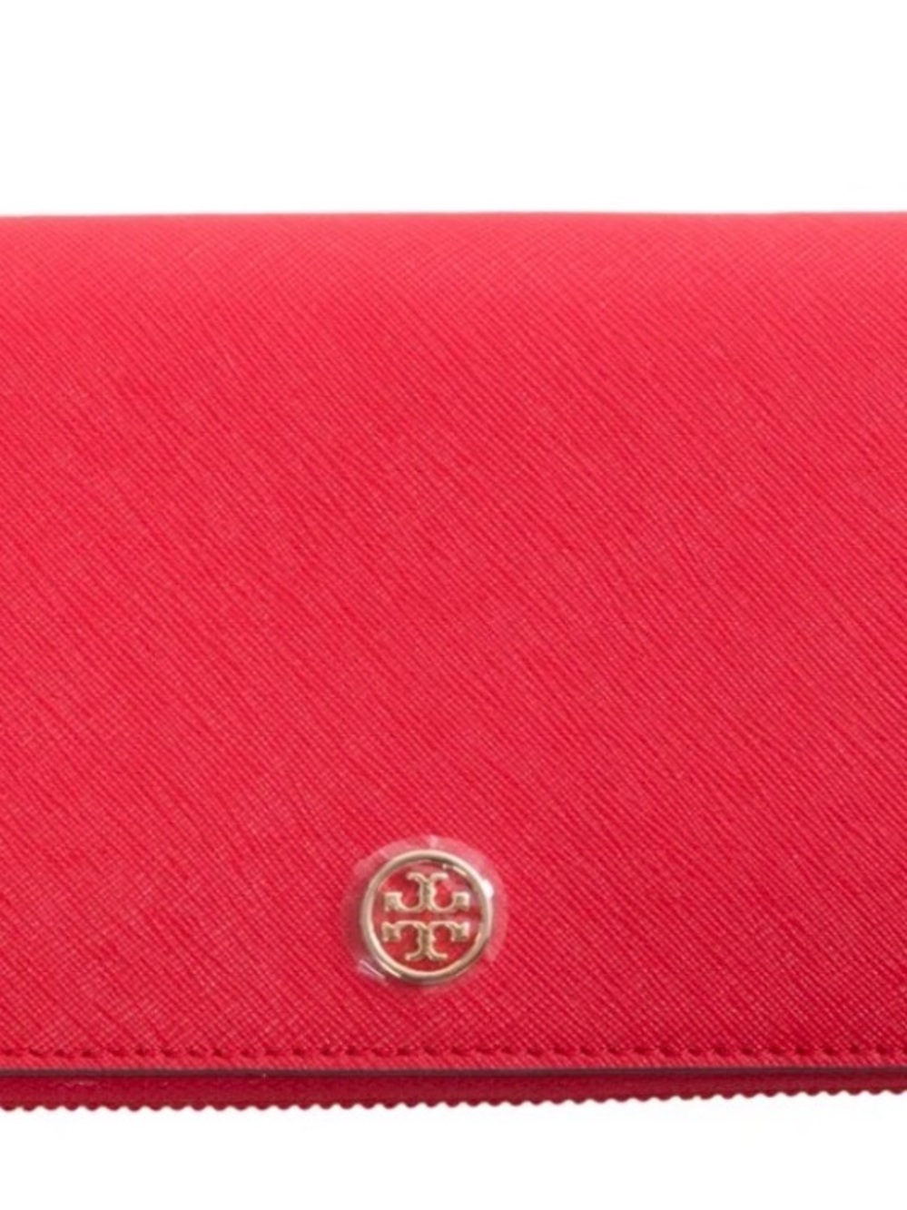 Tory Burch Red Saffiano Zip Wallet with Gold Logo - Picture 5 of 5